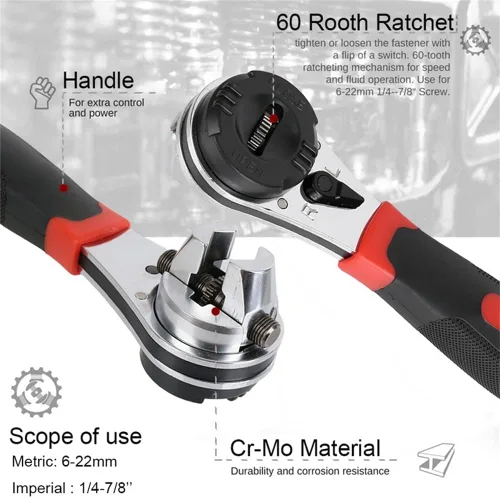 Vista 4 de Llave dinamométrica Herramientas manuales Taller mecánico Juego de reparación 0.236-0.866 in Mango de trinquete Llave Llave Llave ajustable