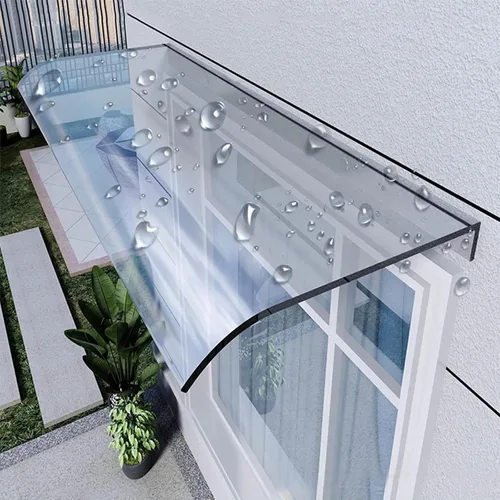 Vista 13 de Toldo para puerta al aire libre, toldo curvado para ventana, cubierta de refugio para lluvia, toldo invisible para puerta delantera, parasol