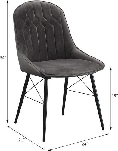 Vista 2 de Sillas de comedor para mesa de habitación y sillas de asiento de cocina, juego de 2 sillas laterales tapizadas con diseño capitonado de canal