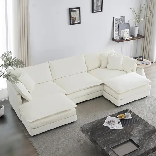 Vista 12 de GNIXUU Sofá modular de 76 pulgadas, sofá biplaza beige de 2 plazas, cómodos asientos de felpilla de 25 pulgadas de profundidad con 2 almohadas