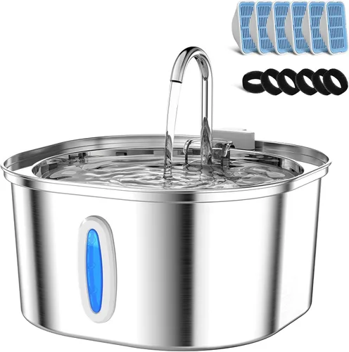 Vista 12 de PEKTACO Fuente de Agua para Gatos de Acero Inoxidable, Dispensador de Agua para Gatos de 3.2L/108oz con Bomba de Agua Ultra Silenciosa y Ventana