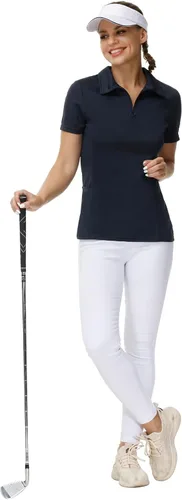 Vista 6 de Camisetas deportivas de manga corta con cremallera y bolsillo lateral para mujer