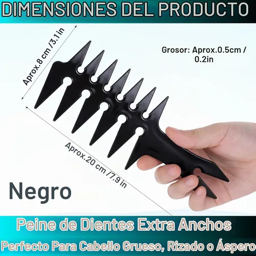 Vista 2 de HuGuWdy Peine de pelo extra ancho para hombre - Textura y volumen - Negro