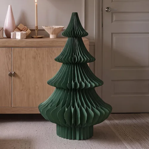 Vista 16 de Spiareal Árbol de Navidad de papel de panal extra grande de 2 pies de color Blanco beige