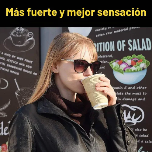 Vista 6 de SPRINGPACK Tazas de café de papel desechables con tapas, paquete de 100 tazas de café con aislamiento de pared ondulada de 12 onzas para bebidas
