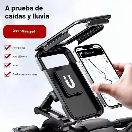 Vista 4 de Generic Soporte de teléfono impermeable, universal compatible con todos los teléfonos iPhone y Android, giro 360, accesorio seguro para manillar