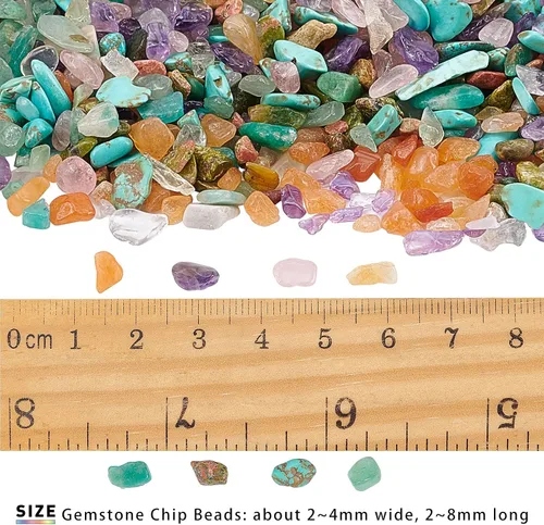 Vista 2 de OLYCRAFT Cuentas de chips de turquesa de 7.62 oz, sin agujero, piedra de cristal natural, piezas trituradas de forma irregular, piedras de cuarzo