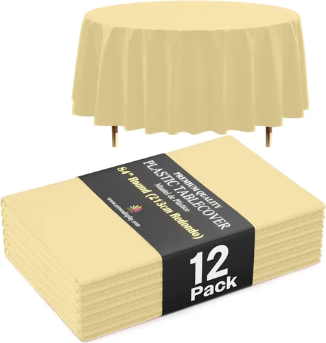 Vista 9 de Exquisite 66% Thicker Premium Aqua Round Tablecloth 0.5 Mil 6 Pack Plastic Table Cloth Disposable 84 Inch Round Plastic Tablecloth Won't Tear Easily