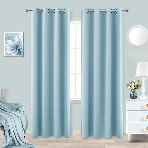Vista 63 de KOUFALL Cortinas de Baño Aqua para Ventana, Juego de 2 Paneles Decoración Costera Cortinas Cortas Opacas para Ventana Pequeña de Cocina Puerta
