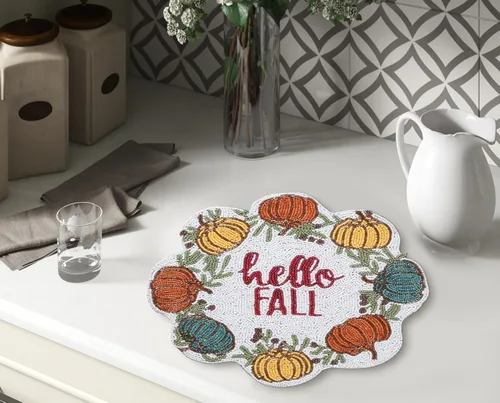 Vista 7 de Cargador Redondo con Cuentas de 13", Blanco, Mantel Decorativo para Mesa de Comedor, Cargador Brillante para Fiestas y Navidad, Decoración de Mesa