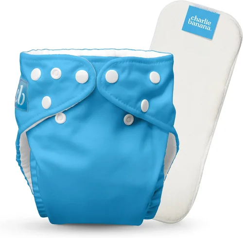 Vista 24 de Charlie Banana Pañales de tela, reutilizables, lavables, ajustables, talla única, para bebés y niños pequeños, con inserto absorbente, aviador