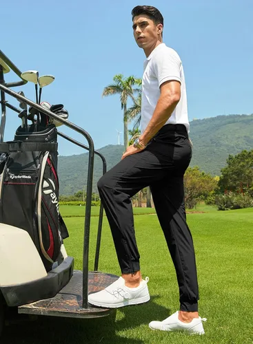 Vista 5 de JMIERR Pantalones de golf para hombre Pantalones deportivos elásticos casuales ajustados para senderismo, viajes, trabajo, pantalones de vestir