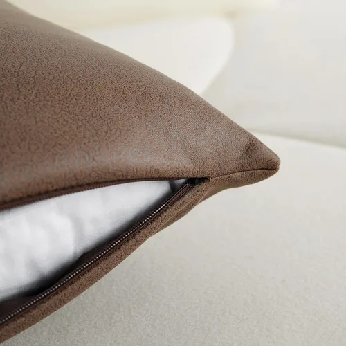 Vista 7 de Jeanerlor Juego de 2 fundas de almohada decorativas de piel sintética con textura de 24 x 24 pulgadas para sofá, duradera, elegante, cómoda