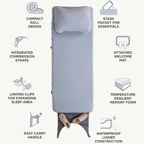 Vista 3 de HEST Foamy Camping Mattress Pad - Memory Foam Portable Roll Up Sleeping Cot Mattress for All Adventures - Dual Layer Comfort & Support - No Pump