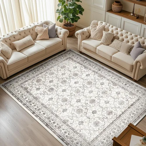 Vista 125 de jinchan Fiora - Alfombra lavable de área pequeña, alfombra de entrada floral de medio círculo de 2 x 3, tapete de media luna de pelo bajo, suave