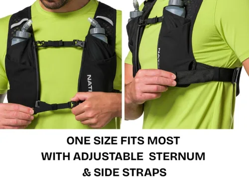 Vista 5 de Nathan QuickStart - Chaleco de hidratación con vejiga o frascos, bolsillos de almacenamiento, tela transpirable que absorbe la humedad, correas