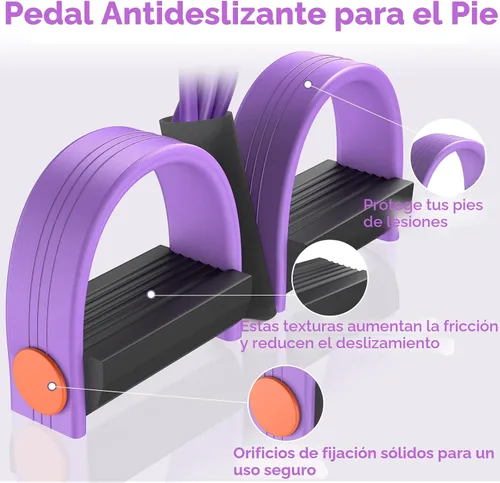 Vista 4 de Pedal Resistance Band with Handle, 6-Tube Elastic Foot Pedal Resistance Band, Natural Rubber Ankle Puller Sit-up Exercise, Multifunction Fitness