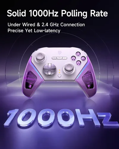 Vista 3 de EasySMX D10 PC Controller - Elite Wireless Bluetooth Pro Controller with TMR Joystick, Dual-Mode Triggers & Full Mechanical Buttons, 1000Hz Polling