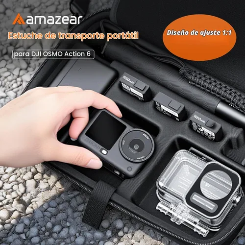 Vista 2 de AMAZEAR Funda de transporte para DJI Osmo Action 5 Pro, accesorios DJI Action5 Pro, protector compacto y rígido, bolsa de transporte portátil