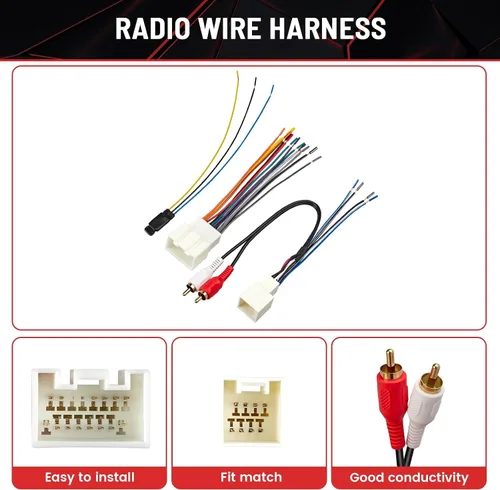 Vista 4 de RED WOLF Arnés de cableado de radio RCA Plug con kit de convertidor reductor reductor de 12 V a 5 V para Ford Mustang Explorer 2000-2004, Lincoln