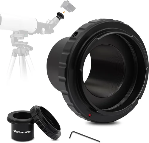 Vista 8 de Adaptador de cámara para telescopio Astromania, anillo T2 T y adaptador T M42x0.75 rosca macho a adaptador fotográfico de telescopio de 3.17 cm