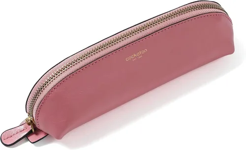 Vista 8 de Cockatoo Estuche para lápices de piel auténtica, soporte para accesorios, bolsa de papelería, estuche con cremallera para el trabajo y la oficina