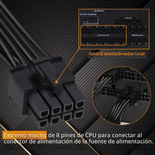 Vista 5 de COMeap Cable PCIe para Corsair, ATX CPU 8 pines macho a doble PCIe 8 pines (6+2) macho cable de alimentación para Corsair Thermaltake ARESGAME 1