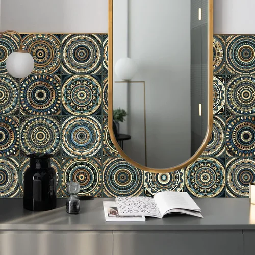 Vista 25 de Alwayspon Adhesivo para azulejos de pared moriscos para despegar y pegar, calcomanías de vinilo autoadhesivas para azulejos de cocina y baño, 4 x 4