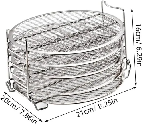 Vista 2 de Cabilock Estante de accesorios para freidora de aire de acero inoxidable de 5 capas, deshidratador, soporte para cocina, compatible con parrilla