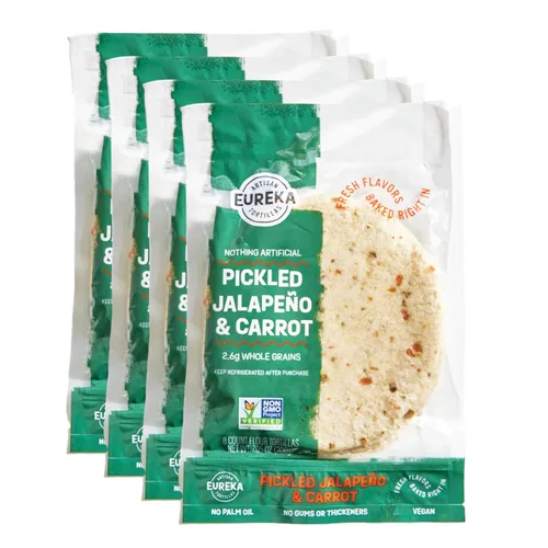 Vista 15 de Eureka Tortilla All Flavors - Paquete variado Tortillas de harina artesanales Mini granos enteros de 6 pulgadas Veganas, sin OMG, bajas