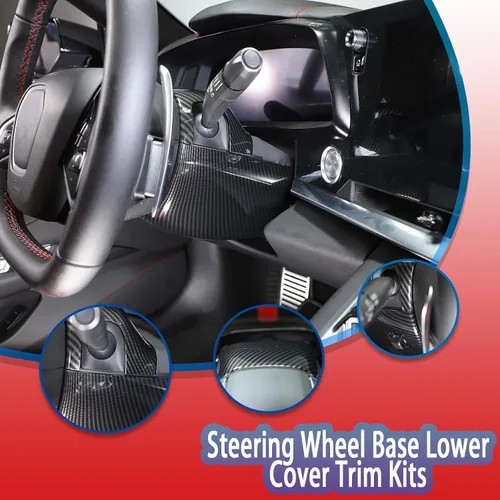 Vista 3 de Cubierta inferior para base de volante compatible con Chevrolet Corvette C8 Stingray 2020-2023 ABS 2020-2023, accesorios de moldura