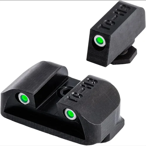 Vista 2 de TRUGLO Mira de pistola de tritio Miras nocturnas delanteras y traseras de alta visibilidad con puntos blancos de luz diurna y puntos de tritio
