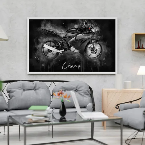 Vista 8 de Awesometik Arte de acuarela personalizado para motocicleta con fondo oscuro, retrato de bicicleta en acuarela, regalo para entusiastas