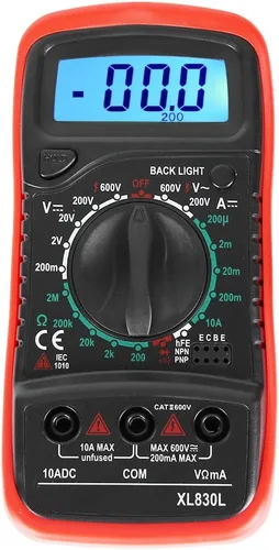 Vista 8 de Xl830l multímetro digital de mano Xl830l, multímetro Xl830l con pantalla LCD y sobrecarga de retroiluminación (XL830L rojo)