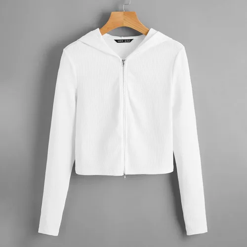 Vista 5 de Floerns Sudadera con capucha para mujer, con cremallera completa, manga larga, para entrenamiento