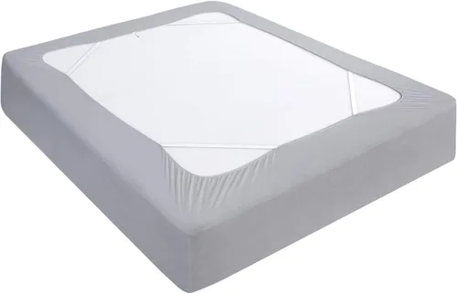 Vista 9 de Funda de somier, tamaño individual, falda de cama de 4 lados con envoltura Blanco