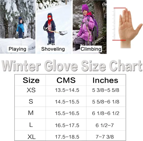 Vista 5 de FINGER TEN Guantes de invierno para niños impermeables con calentador de cuello libre pantalla táctil para niños y niñas para clima frío deportes al