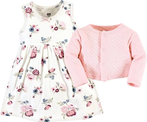 Vista 3 de Hudson Baby Cárdigan y vestido acolchados para bebé niña