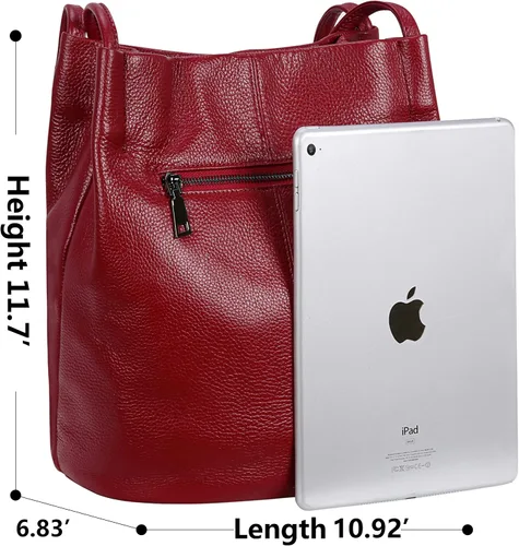 Vista 4 de Iswee - Bolsos de cuero genuino, diseño de hombro Hobo, bolsos para mujer