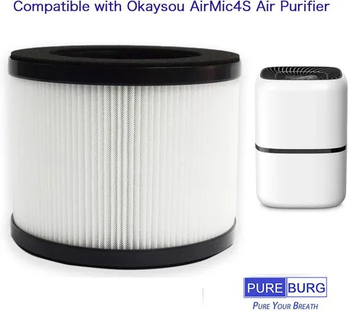 Vista 3 de PUREBURG Filtro de repuesto compatible con el purificador de aire Okaysou Airmic4S, paquete de 2 compuestos orgánicos volátiles H13 HEPA de 4 etapas