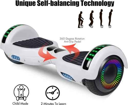 Vista 2 de LIEAGLE Scooter with Bluetooth Speakers and Colorful Wheel Hub Lights 6.5"&8.5"Hoverboard All-terrain Self-balancing Scooter for Kids Adults
