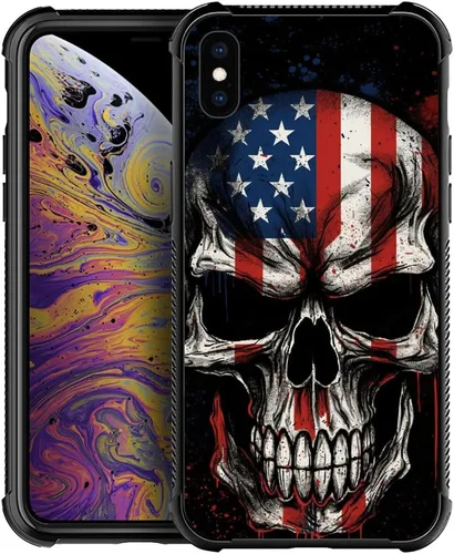 Vista 158 de Funda compatible con iPhone 8, a prueba de golpes, antiarañazos, bandera de ciervos de cola blanca de grano de madera estadounidense