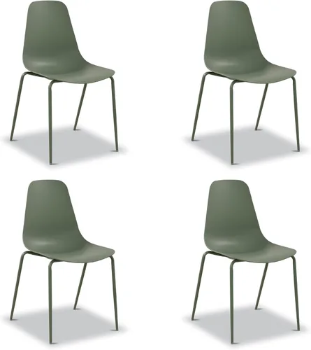 Vista 14 de Poly & BARK Isla - Juego de 4 sillas de cocina modernas, sillas de comedor de plástico con patas de metal, montaje rápido, sillas simples de café