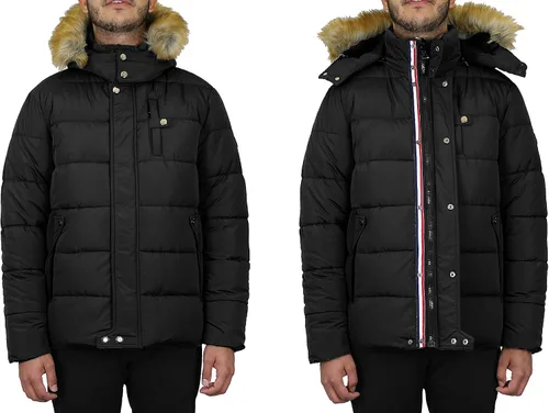 Vista 8 de Galaxy by Harvic Chaqueta cortavientos de nailon con capucha de doble capa pesada para hombre