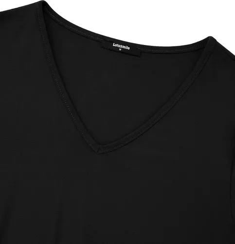 Vista 4 de Lotusmile - Blusa de vestir para mujer, camisa de malla de doble capa, manga acampanada 34, blusas de túnica