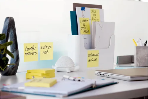 Vista 12 de Post-it Notas superadhesivas 100% recicladas, 3 x 3 pulgadas, amarillo canario, 6 blocs