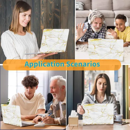 Vista 6 de Funda rígida de plástico para MacBook Air de 15 pulgadas y cubierta Mármol de oro beige