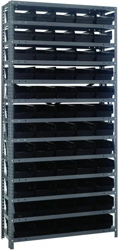 Vista 76 de Quantum QSBU-245BK Heavy Duty Shelving Unit with (7) Shelves and (24) QUS245 Black Bins for Garage Warehouse Storage Distribution 400 lb Load