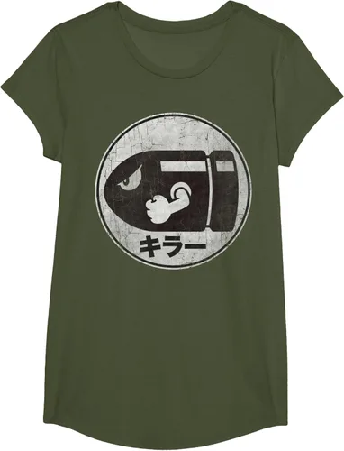 Vista 56 de Super Mario Camiseta con logotipo de Bullet Bill Distressed en Kanji