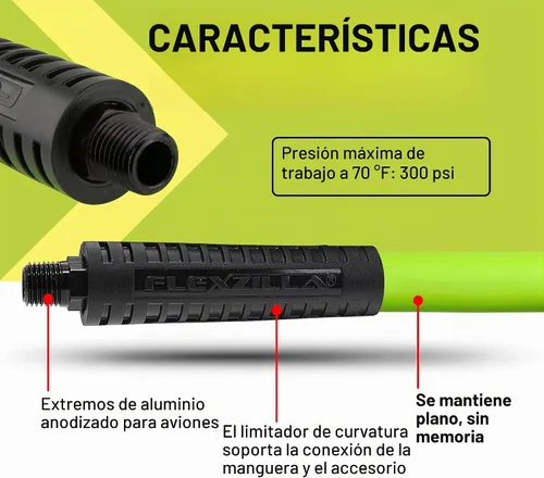 Vista 3 de Flexzilla - Manguera de aire, 3/8 pulgadas x 6,1 metros, conexiones MNPT de 3/8 pulgadas, resistente, ligera, híbrida, ZillaGreen - HFZ1425YW2